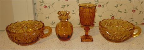 Amber Glass Dishes: LE Smith, Pilgrim Glass, Indiana Glass