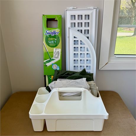 Household Lot - New Swiffer, Laundry Guard, Cinch Bags, Supply Carrier