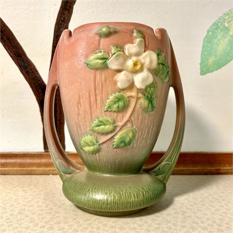 Roseville Pottery White Rose Vase