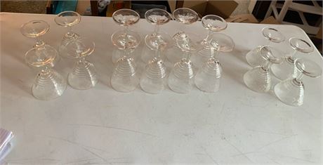 Federal Glass Pressed Stemmed Wine Glass Set Of 16 Optic Rings Horizontal Lines
