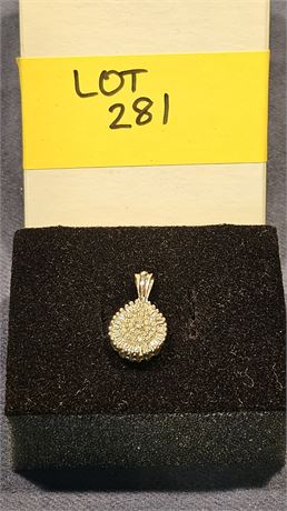 10k White Gold & Diamond Chip Pendant 1.4 dwt