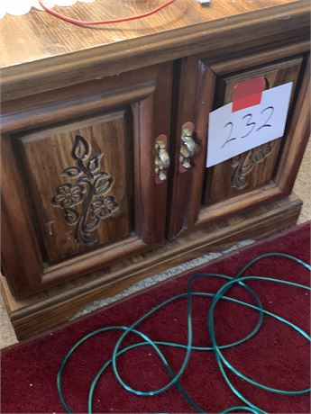 Wood End/Side Accent Table With Doors/Storage Underneath