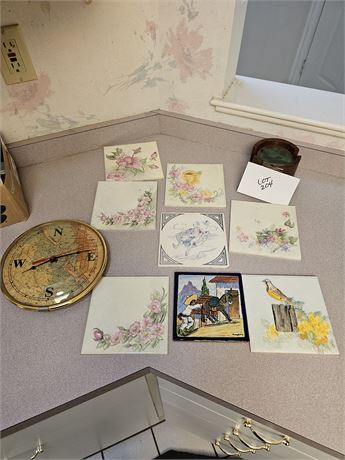 Mixed Ceramic Tile Lot:Boizenburg/Wheeling Tile/Hand Painted & More