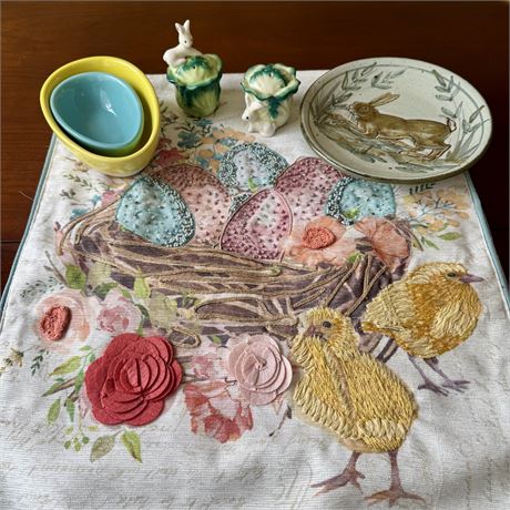 Easter Themed Table Runner and Small Dishes