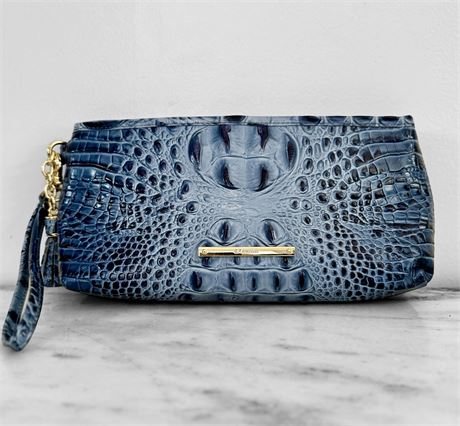 Brahmin Blue Serenade Melbourne Leather Clutch Wristlet Handbag