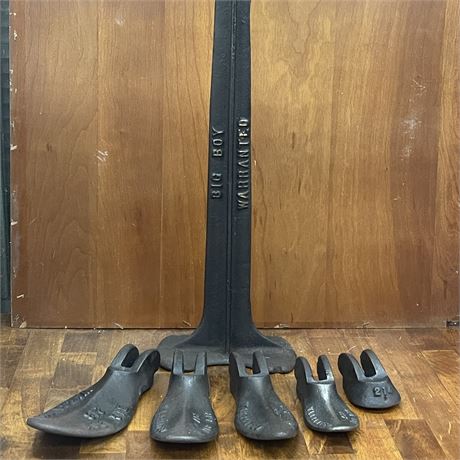 Antique Big Boy Cast Iron Cobbler Stand w/ Shoe Molds