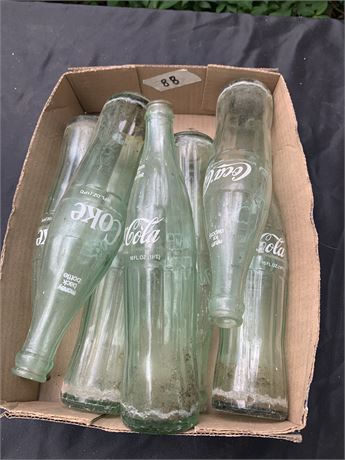 Vintage Clear Glass Coke Coca Cola Bottles Lot Of 7