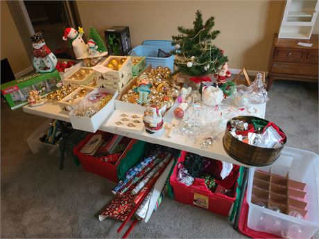 Large Christmas Cleanout:Ornaments/Wrapping/Lights/Cookie Cutters & Much More