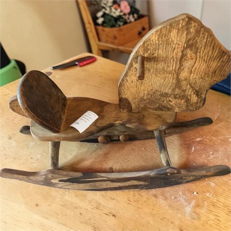 Folk Art Wooden Rocking Horse Ot/Shoo Fly Rocker
