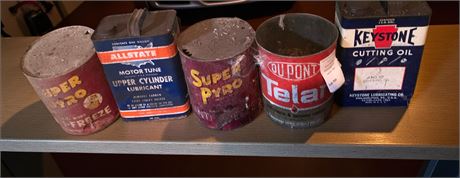 Vintage Metal Advertising Cans, Wood Nail Kegs, Baskets & More