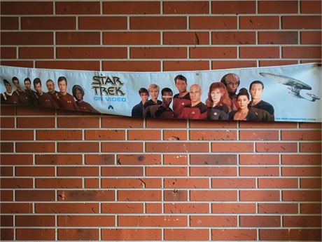 1992 Star Trek on Video Promotional Vinyl Banner Original & The Next Generation