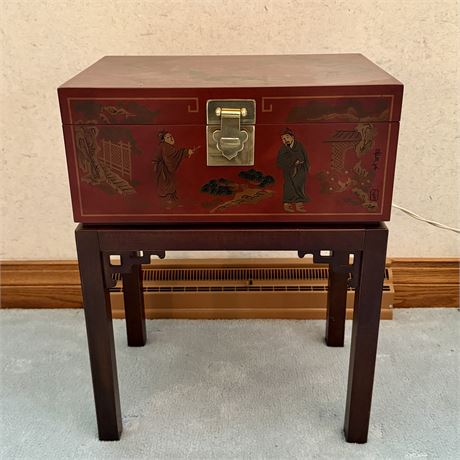 Drexel Heritage Chinoiserie Chest on Stand - 17 x 11.5 x 22"T
