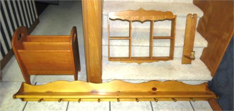 Wood Shelf, Coat Rack, Magazine stack, Candle Holder