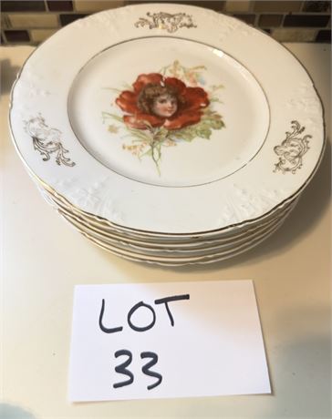 Antique Porcelain Portrait Plate Set