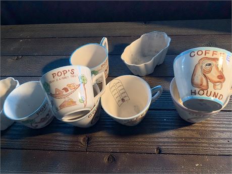 Collectible Ceramic Mug Lot -  Pop's Dream, Coffee Hound & More - Lot of 9