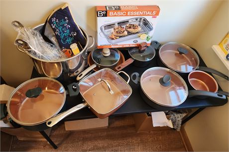 Copper Pans & Large Stock Pot