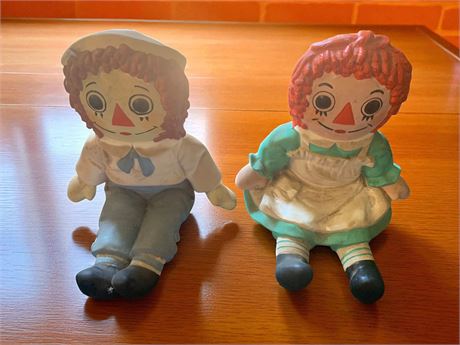 Raggedy Ann and Andy Ceramic Figurine Doll Set
