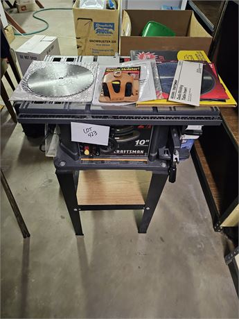 Sears Craftsman 10" Table Saw with Cart & Mixed Saw Blades