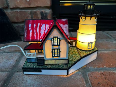 Stained Glass Lighthouse Lamp