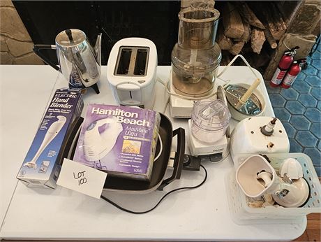 Mixed Small Appliance Lot- Toaster, Hand Blender, Juicer & More