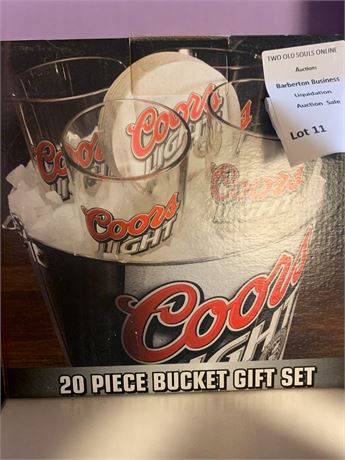 Coors Light 20 Piece Gift Pack - Ice Bucket, 15 Coasters, 4 Pub Beer Glasses