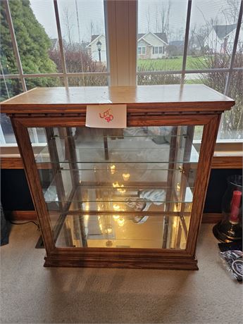 Solid Wood Display Cabinet With Glass Shelves
