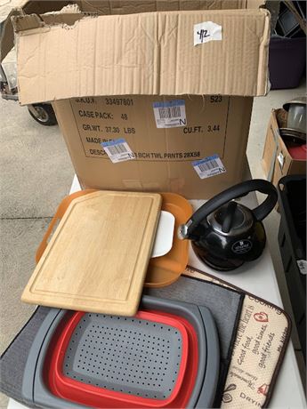 Kitchen Cleanout - Trays - Wood Chopping Board - Tea Kettle & More