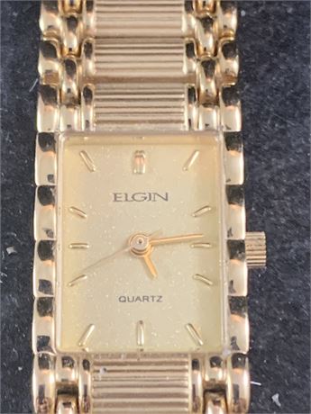 ELGIN LADIES Crystal Quartz Gold Tone Watch