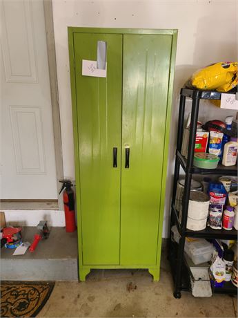 Avocado Green Vintage Metal Storage Cabinet