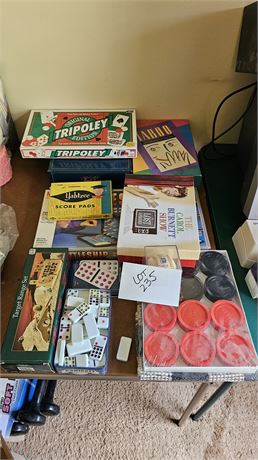 Mixed Game Lot: Tripoley, Taboo, Dominoes & More