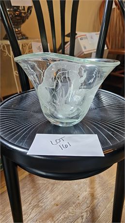 Waterford? Etched Angel Fish Heavy Glass Center Piece Bowl