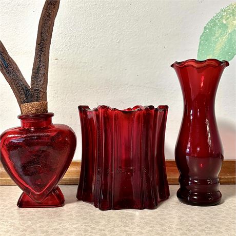 Petite Ruby Red Art Glass Bundle