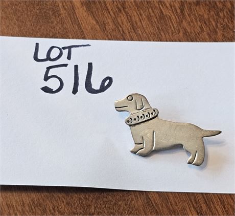 Sterling Dachshund Brooch - 0.39 OZT