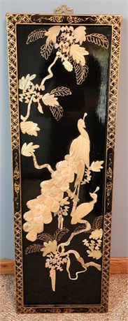 Oriental Black Lacquer Mother Of Pearl Wall Picture