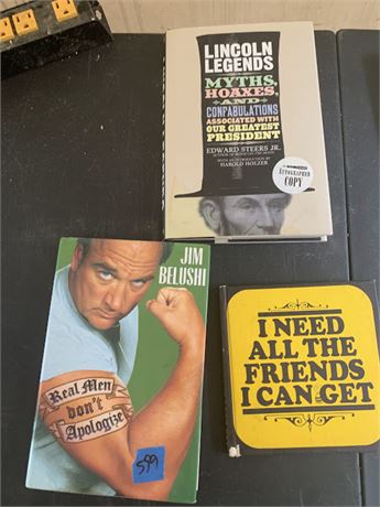 Book Lot Of 3 Jim Belushi Real Men Lincoln's Legends Myths & Hoaxes Autographed