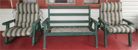 Wood Patio Furniture: Loveseat, Rocker, Chair