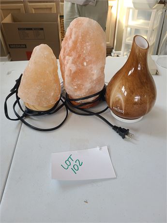 (2) Pink Salt Lamps & Max Glass Diffuser