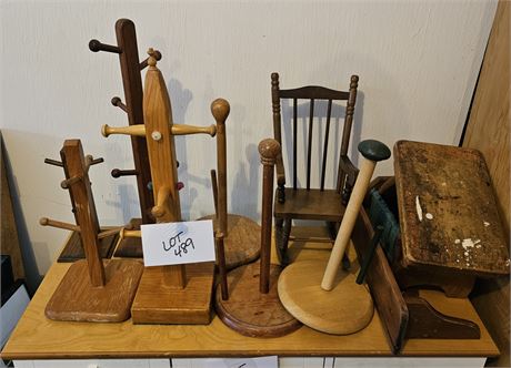 Wood Decor Lot- Tree Mugs, Paper Towel Holders & More