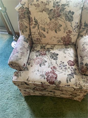 Upholstered Floral Pattern Armchair