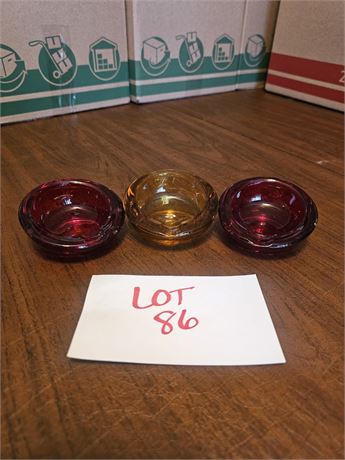 MCM Viking Atomic 1960's Ashtray Trio, Two Red & One Amber