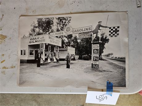 Vintage Black & White Gilmore Gas Station