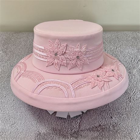 Vintage Ben Marc Int'l Pink Beaded Church Derby Wedding Party Hat