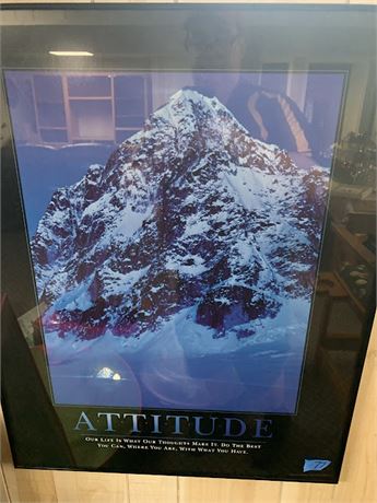 "Attitude" Snow Covered Mountain Framed Motivational/Inspirational Poster Art