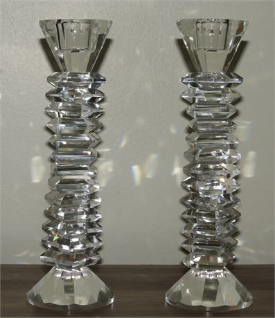 Tizo Twisted Crystal Clear Candle Stick Holders