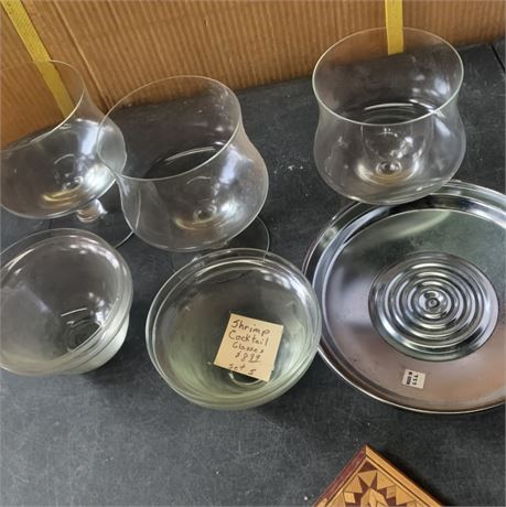 Clear Glass Margarita/Shrimp Cocktail Glasses, Prep Bowls, Cognac Glasses