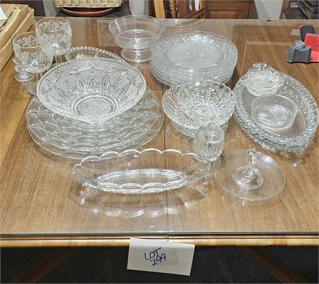 Mixed Clear Glass Lot Style and Maker Vary , Plates,Platters,Bowls, & More