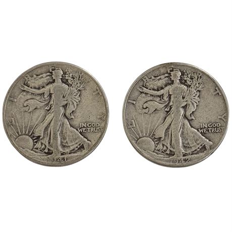 1941 & 1942 Walking Liberty Half Dollars