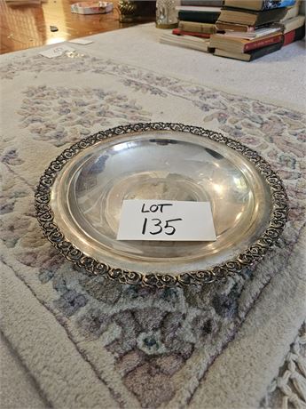800 Silver Serving Bowl With Floral & Scroll Rim Design