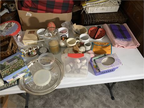 Shelf Cleanout - Mugs - Silver Tea Tray - LED Tea Lights - Lady Bug Bowl & More