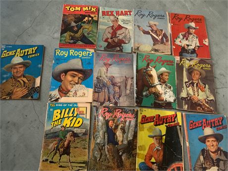 Vintage Western Comic Book Lot - Roy Rogers, Gene Autry, Rex Hart & Tom Mix
